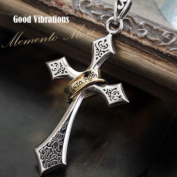 

Good Vibrations genuine sterling silver cross necklace pendant Jesus Christ men women Silver