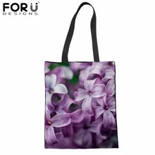 FORUDESIGNS Для женщин тканевый мешочек сиреневый фиолетовый печати холст сумка для подростков модная одежда для девочек хлопок сумка Бакалея Bolsa сумка
