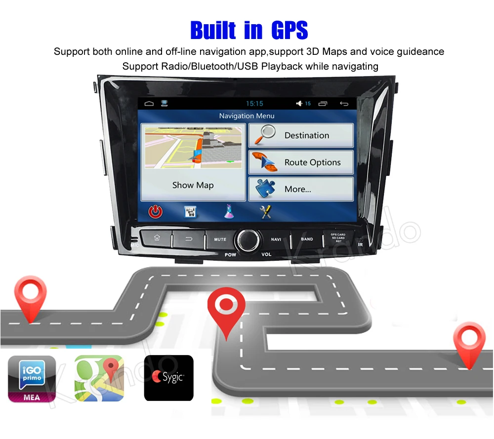 Cheap Krando 8" Android 8.0 car audio radio navigation multimedia system for Ssangyong Tivoli Tivolan 2015+ gps dvd player DAB+ 2