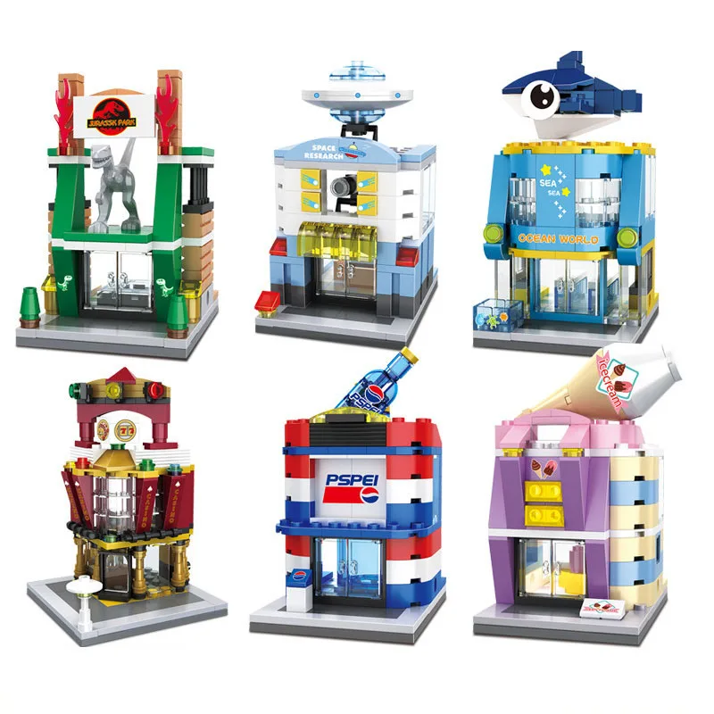 Новое поступление серия Hsanhe Mini street Ocean World Dinosaur Park UFO Space Research Shop нестандартные