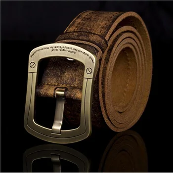 

2019 Vintage Pin Buckle Genuine Leather Men Belt Luxury Business Casaul Belts Jeans Belt Quality Guarantee MS482