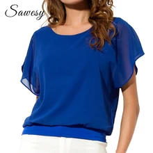 blouse plus ruffle chiffon tops womens summer batwing casual sleeve short popular