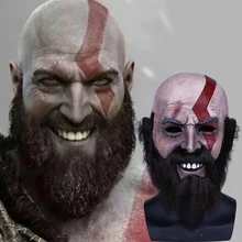 God Of War 4 маска с бородой Косплей Кратос ужас латексные маски шлем Хэллоуин Страшные вечерние реквизиты