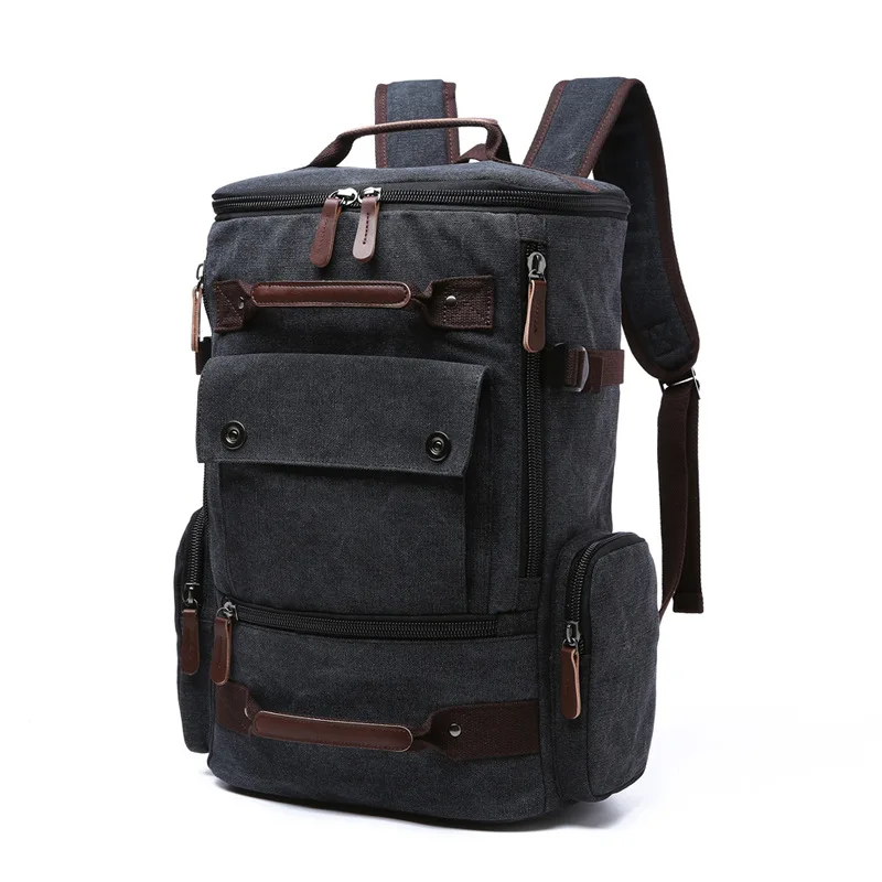 BERAGHINI мужской тканевый ретро рюкзак для колледжа, студентов, школьные сумки для подростков, винтажный Рюкзак Mochila, повседневный рюкзак для путешествий - Цвет: Черный