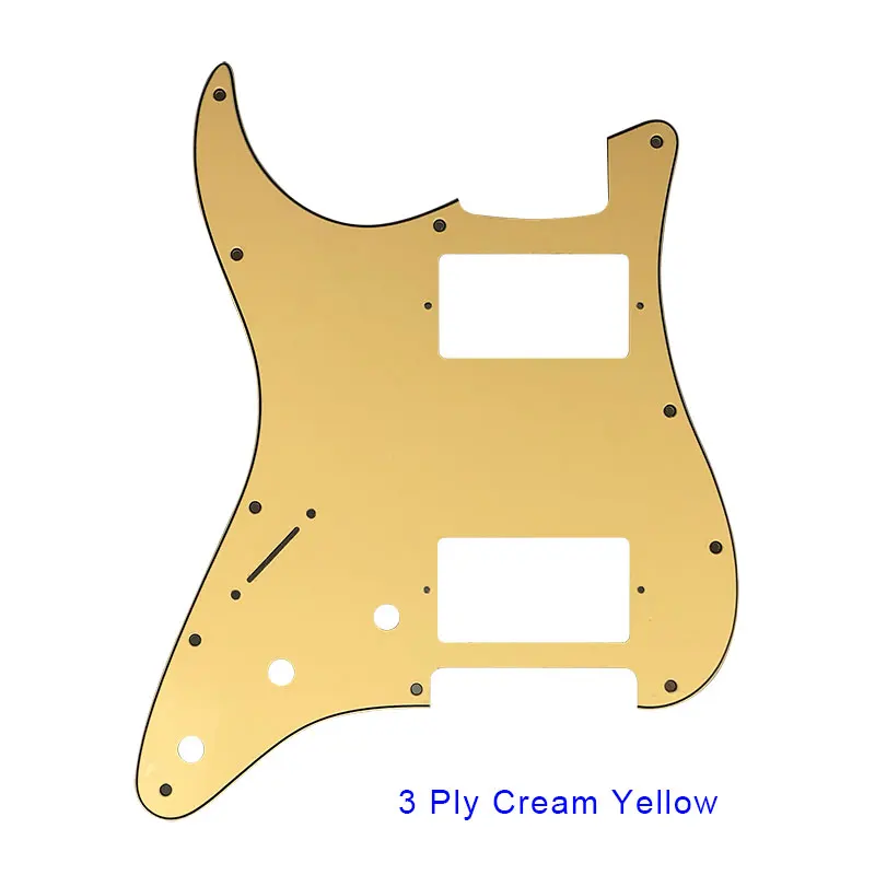 Pleroo аксессуары для гитары pickguards 11 отверстий для левшей США/Мексика стандарт ST HH гитара Stratocaster с PAF Humbucker - Цвет: 3 ply cream yellow