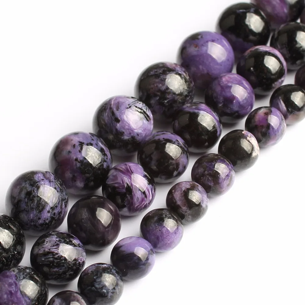 

Free Shipping Natural A+ Quality Natural Stone Purple Amethysts Purple Charoite Round Loose Beads 15" Strand 8 10 12MM Pick Size