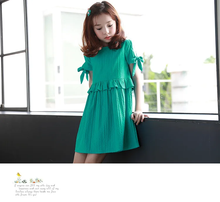 ruffles patchwork little big girl dresses cotton summer 2018 green princess mini kids dresses designs Children Boutique Clothes 5 6 7 8 9 10 11 12 13 14 15 years teenage girls 4 year baby girl dresses  15 years girl dresses (12)