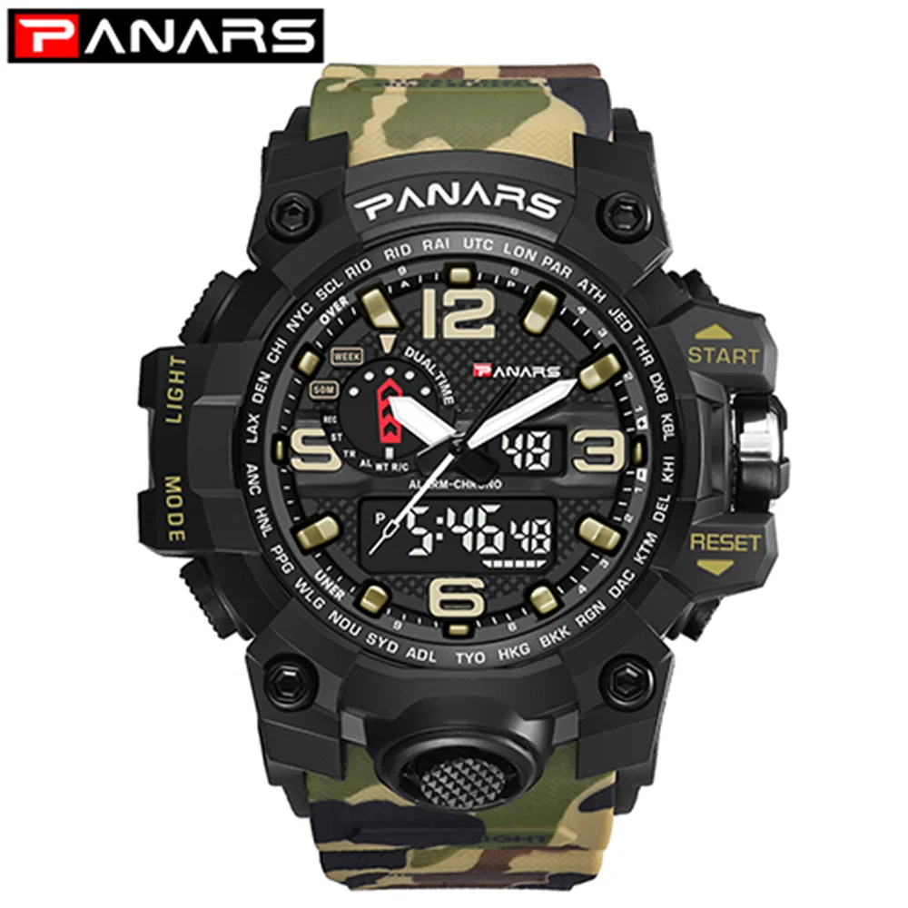 

PANARS Camouflage Military Digital-Watch Men's G Style Fashion Shock Sports Army Watch LED Electronic Wrist Watches For Men 8202
