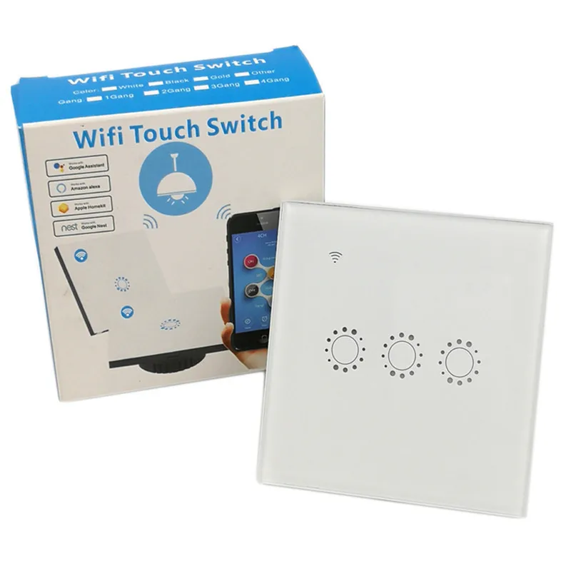 Белая Wi Fi Сенсорная панель переключателя 1/2/3 клавиш беспроводное умное время и