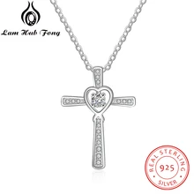 Классическое ожерелье с крестом из стерлингового серебра 925 пробы, полностью покрытое цирконием ожерелье с подвеской s для женщин, ювелирные украшения(Lam Hub Fong