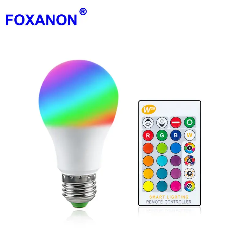 Foxanon 5 Вт 10 15 светодиодные лампы E27 RGB волшебный цвет меняющий атмосферу ночник для