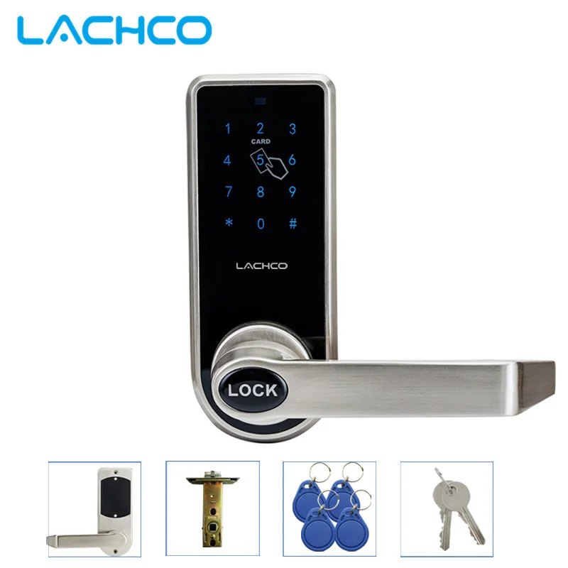 LACHCO Electronic Door Lock Touch Screen Password, 4 Cards, Digital Code Keyless Latch Bolt smart door Lock Smart Home L16073BS