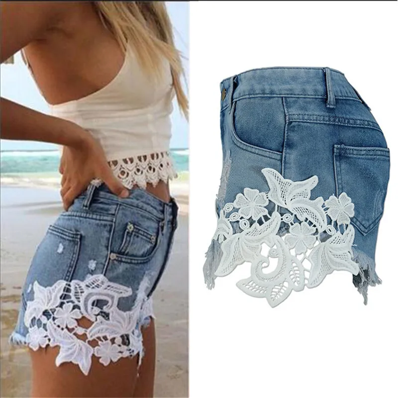 European-and-American-summer-wind-female-blue-high-waist-denim-shorts-women-worn-loose-burr-hole