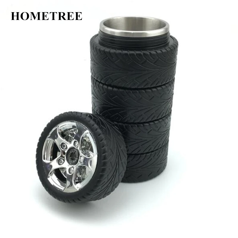 

HOMETREE 320ML Thermos Cups Men Car Tire Shape Mug Water Flask Insulation Vacuum Cup Bottle Warmer New Creative Travel Cups H377