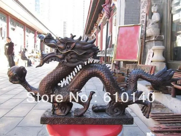 

chinese Folk Collection Classical red Bronze Dragon beast Dragon Ball statue