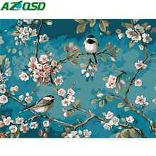 Картина azqsd по номерам 40x50 см белый цветок с маленькой птичкой картина маслом картина по номерам на холсте домашний декор szyh419