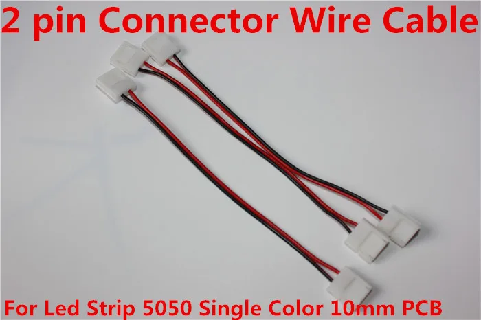 

10 pcs15cm 2 pins Connector Wire Cable For Led Strip 5050 5630 5730 Single Color 10mm PCB led de 12V conectores