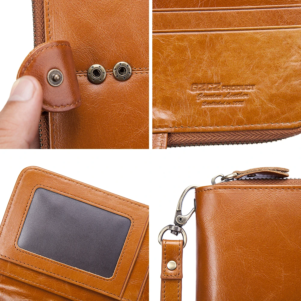 Дешево GZCZ женские кошельки Бесплатная гравировка натуральная кожа кошелек женский карман для сотового телефона Женский Длинный кошелек на молнии...