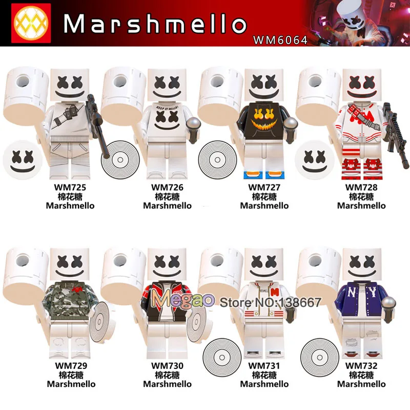 

WM6064 DJ Marshmallow With Disc Microphone Queen Kiss Band Tommy Thayer Building Blocks Bricks Freddie Mercury Kids Toys Gifts