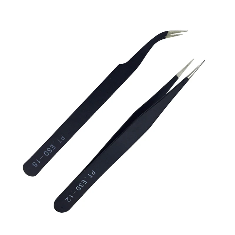 2pcs/Set Curved and Straight Nail Tweezers Rhinestones Nail Art