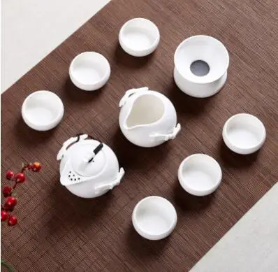 Top ceramics tea set 10-piece tea set crafts handmade teapot best kungfu Ruyao teaset