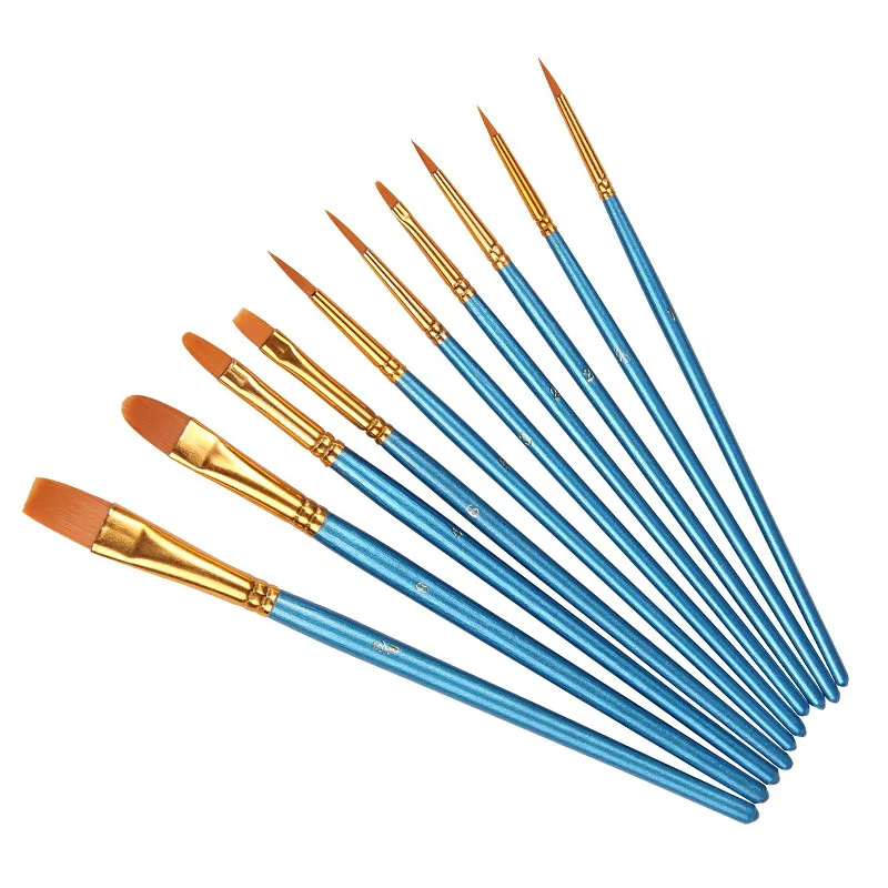 

10Pcs/Set Paint Brushes Set Different Shape Round Pointed Tip Artistic Watercolor Gouache Painting Brush Pen Art Supplies