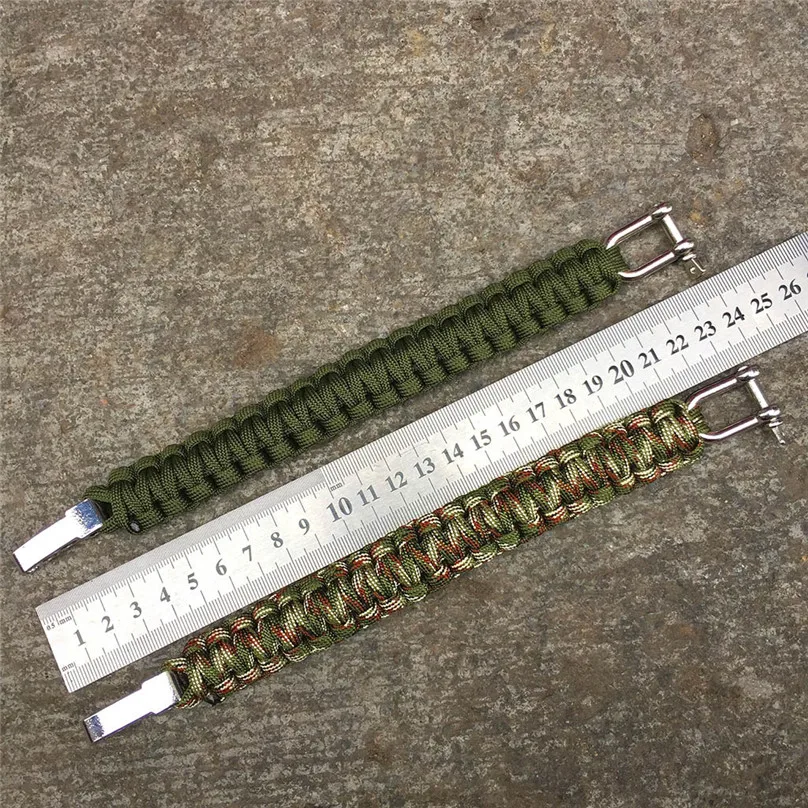 Outdoor Army Green Parachute Cord Survival Bracelet men's Black Stainless steel Adjustable Buckle Climbing Outdoor Tools #3d28 (7)