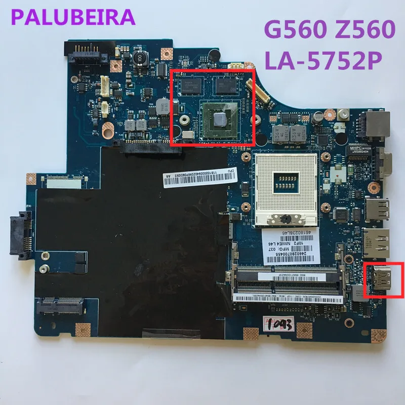 Материнская плата для ноутбука Lenovo G560 Z560 модель NIWE2 LA 5752P 11S69034707 HM55 VRAM 1 ГБ - Фото №1