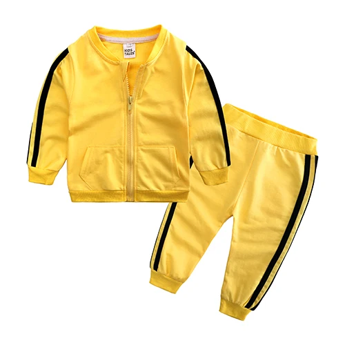 Весенне-осенний комплект одежды для маленьких мальчиков и девочек, хлопковая куртка на молнии с длинными рукавами и штаны комплект одежды из 2 предметов для детей от 6 до 24 месяцев, RK006 - Цвет: 004