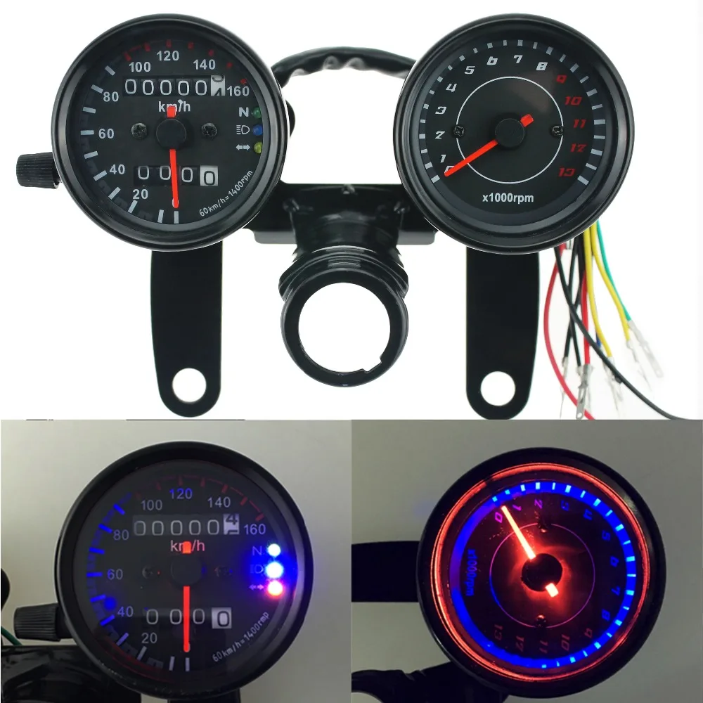 Iztoss12V мотоциклетный скутер черный светодиодный одометр спидометр и тахометр 13000