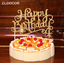 ZLDECOR Gold Silver Happy Birthday Party Cake Toppers Decoration for kids birthday party favors Baby Shower Decoration Supplies