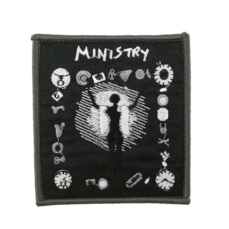 

3.25" MINISTRY Iron On Patches Embroidered Badge Music American industrial metal band collection Every Day Is Halloween