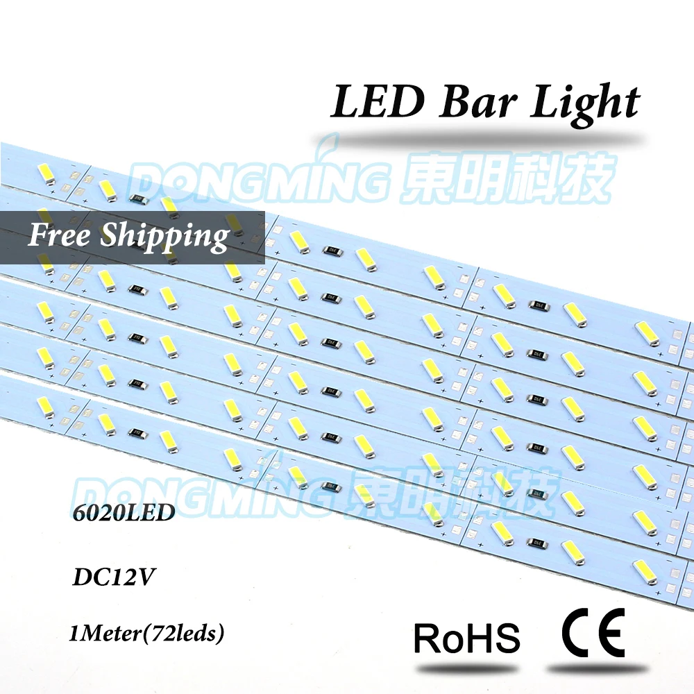 100 шт./лот 72 светодиода 1 м Светодиодная лента luces 6020 SMD IP22 DC 12 В Холодный/теплый