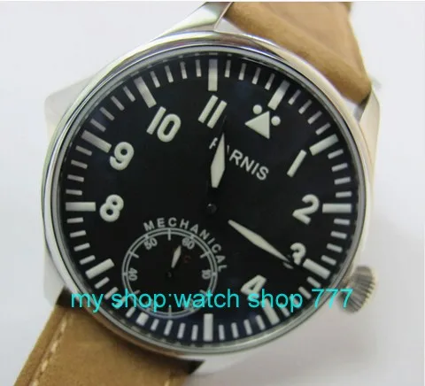 2016 new fashion 44mm PARNIS pilot blue dial 6497 Mechanical Hand Wind movement High quality men