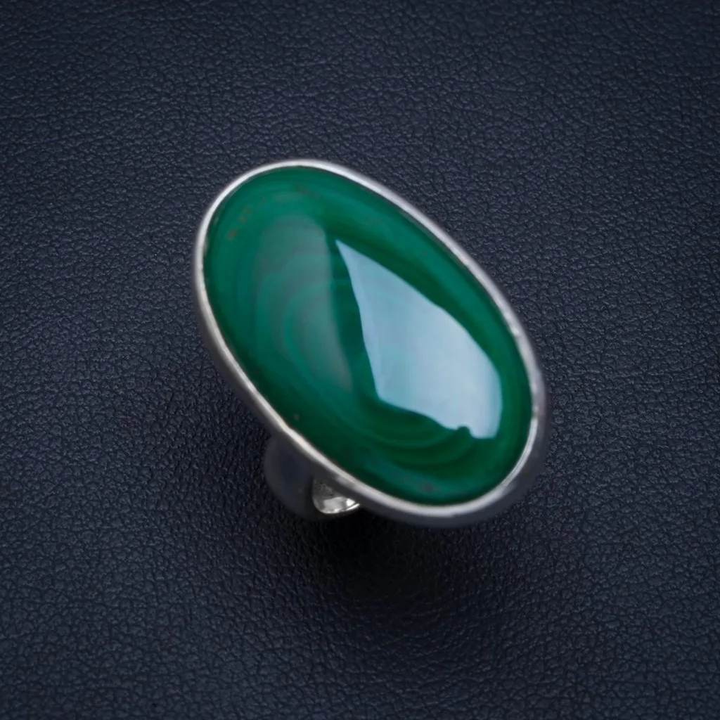 

Natural Malachite Handmade Unique 925 Sterling Silver Ring 5.5 A4089