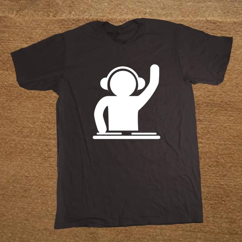 Man T Shirts DJ Turntable Music Techno Club Headphone Cotton Tops Short