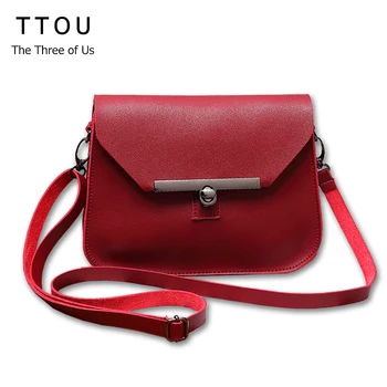 

TTOU Small Women Messenger Bag Simple Designer PU Leather Crossbody Bag Ladies Hasp Lock Flap Female Bags