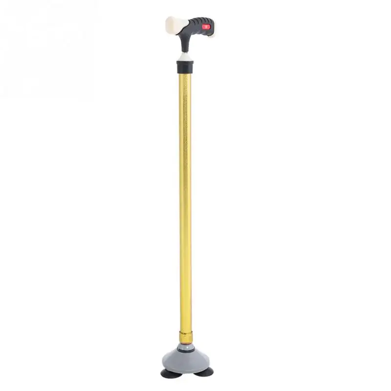 Противоскользящий металлический тростник для пожилых людей, безопасная Регулируемая трость для ходьбы по высоте - Цвет: Золотой