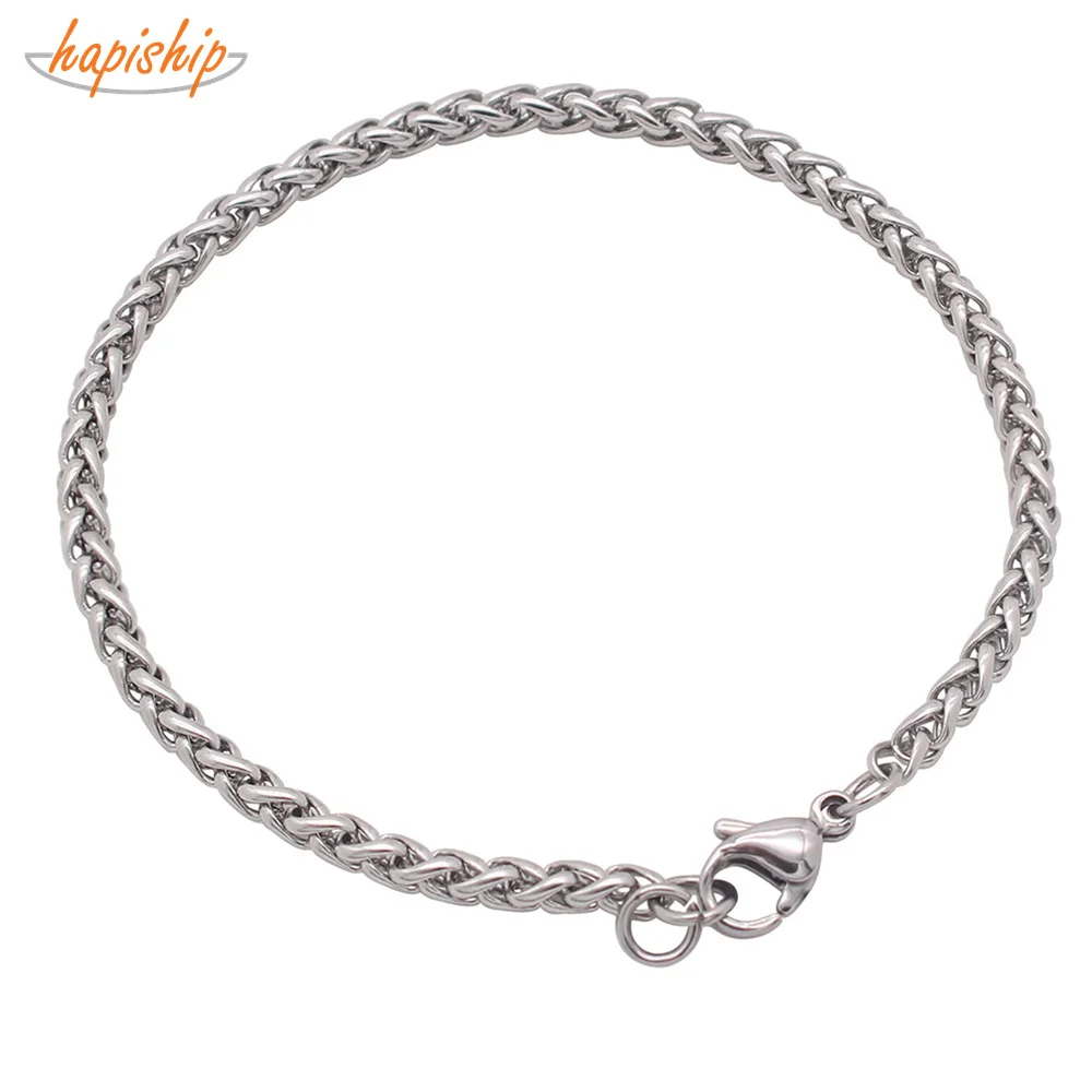 Hapiship новейшие модные мужские женские ювелирные изделия из нержавеющей стали милые серебряные 3 мм Твист Килевой браслет цепочка лот G007
