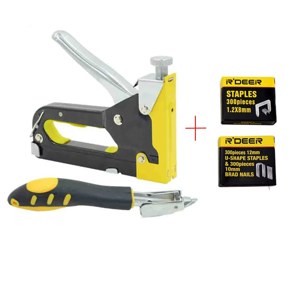 

Nail Gun Tacker & Remover Set Three With Heavy Duty Rapid Upholstery Hand Staple Nail Tacker Stapler Gun Set Power Tools