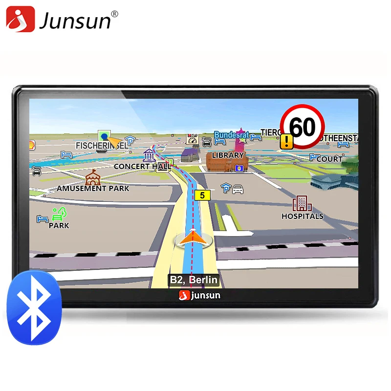 Junsun 7 inch HD Car GPS Navigation FM Bluetooth AVIN Map Free Upgrade Navitel Europe Sat nav Truck gps navigators automobile