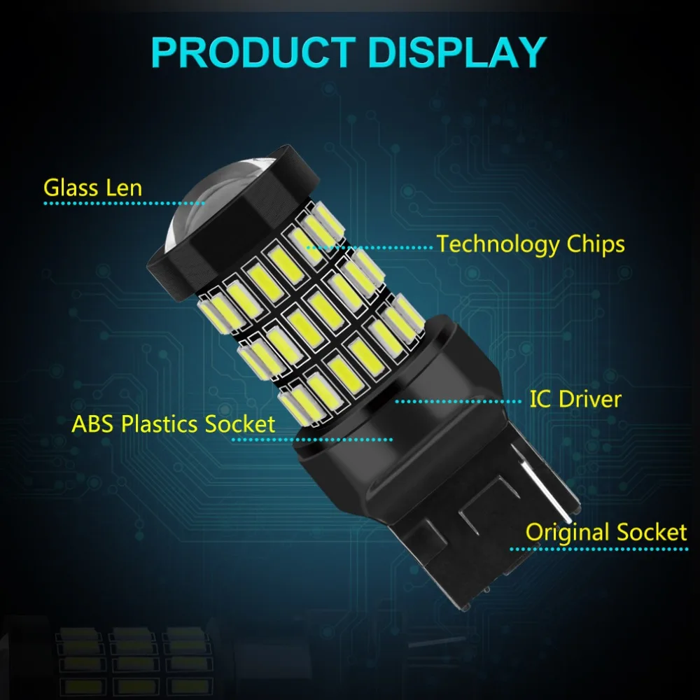 2 шт. T20 WY21W светодиодный 7440 W21W светодиодный 7443 SRCK W21/5 Вт лампы 12 В/24 В автомобильный светильник, автомобильный светильник сигнала поворота, тормозной фонарь, лампы заднего хода 1200LM
