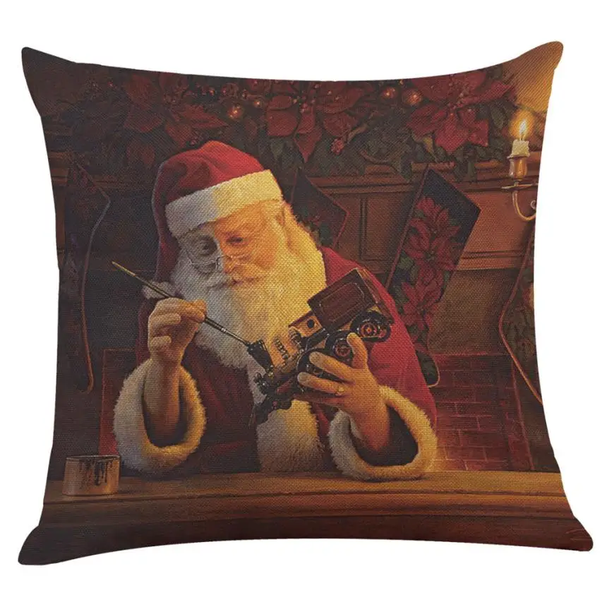 

2018 Let It Snow Xmas Style Cushion Cover Merry Christmas! Santa Claus Socks Balloon Home Decorative Pillows Cover Nordic 806