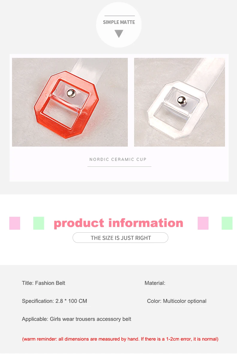 Women Transparent English letter Belt Volorful Gentlewoman Jean Accessories PVC belts Purple Red Transparent Buckle Summer Style Trendy Strap1 (3)