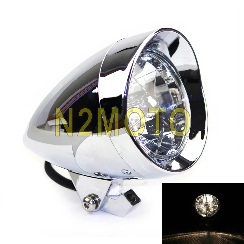 

Chrome Motorcycle Headlight Head Lamp HS1 12V 35W Bullet 6" Light for Softail Dyna Chopper Bobber Custom