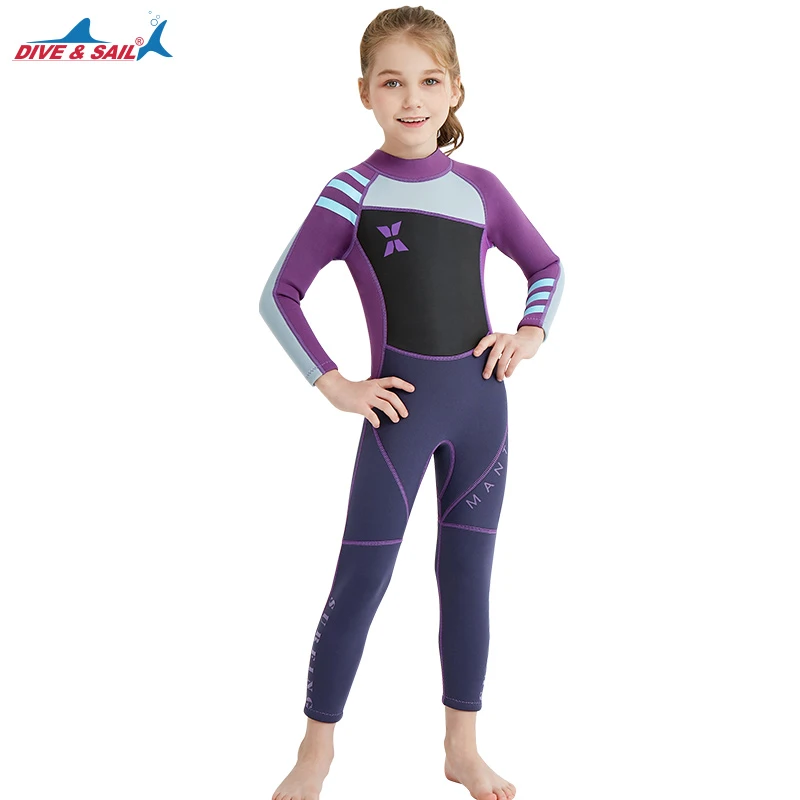 DIVE /& SAIL Kids 2.5mm Wetsuit Long Sleeve One Piece UV Protection Thermal Swimsuit