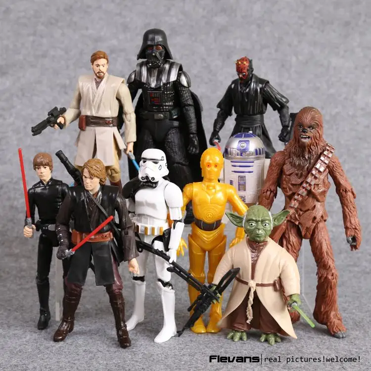 

Star Wars Yoda Darth Vader Obi-Wan Stormtrooper C-3PO PVC Action Figures Collectible Model Toys 10pcs/set SWFG071