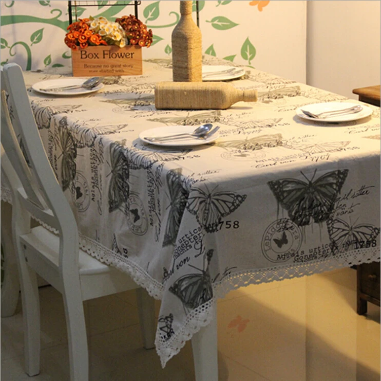 Free shipping beautiful butterfly nature series Table Cloth tablecloth Cotton &amp Linen table cover zakka High quality wholesale | Дом и сад