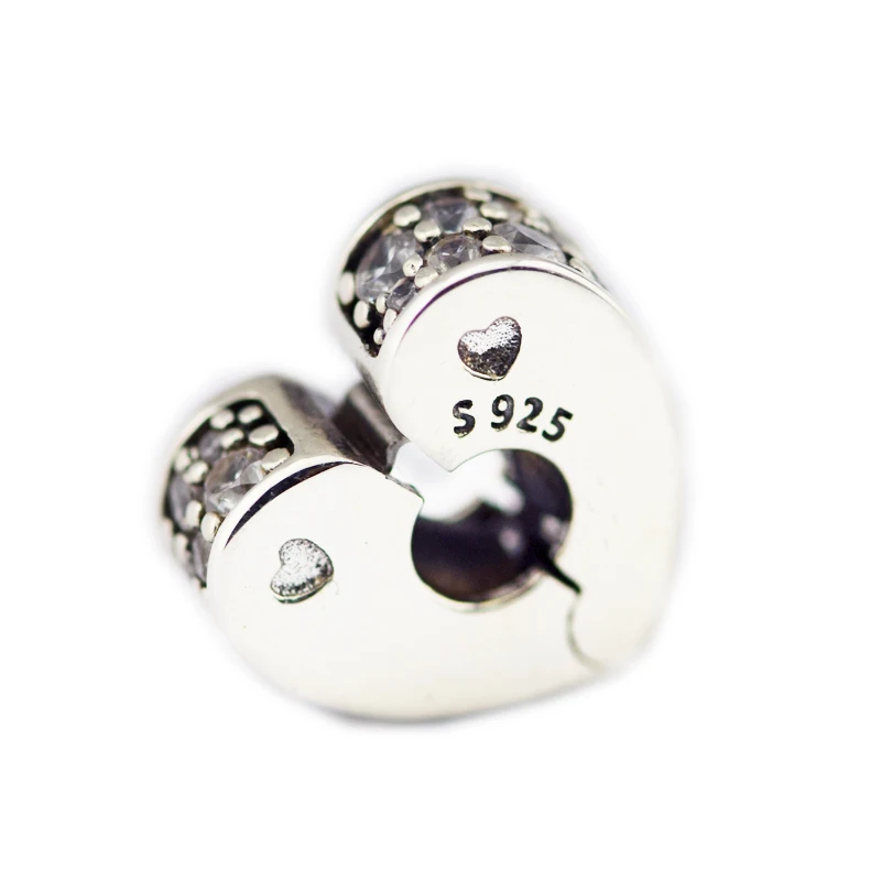 Подходит для браслетов Pandora Charms Sparkling Arcs Of Love Clip Beads с четким CZ 925 пробы-серебро-ювелирные изделия