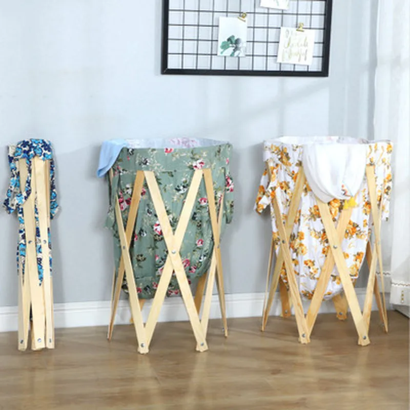 Günstig Faltbare Wasserdichte Kleidung Lagerung Körbe Multi funktion Home Schlafzimmer Holz Rahmen Spielzeug Korb Wohnzimmer Lagerung Organisation